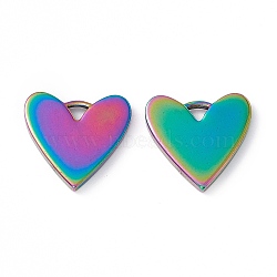 Ion Plating(IP)304 Stainless Steel Pendants, Heart Charms, Rainbow Color, 19x19x2mm, Hole: 2x2mm(STAS-G278-30M)