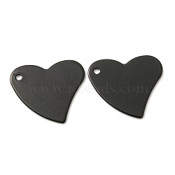 Ion Plating(IP) 304 Stainless Steel Stamping Blank Tag Pendants, Heart, Black, 18x17x0.8mm, Hole: 1.5mm(STAS-D445-60B)