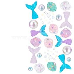 Mermaid Theme Vase Fillers, Including Resin Cabochons, PVC Plastic Paillette/Sequins & Plastic Pearl Beads, Light Sky Blue, 10mm(DIY-BC0006-22)