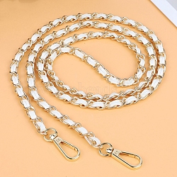 PU Imitation Leather Bag Handles, with Zinc Alloy Chain, White, 123cm(PW-WG88068-01)