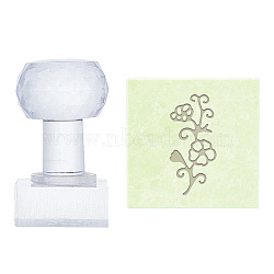 Clear Acrylic Soap Stamps, DIY Soap Molds Supplies, Rectangle, Flower, 51x37x19mm, Pattern: 34x16mm(DIY-WH0477-006)