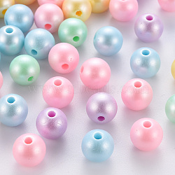 Opaque Acrylic Beads, Round, Mixed Color, 10x9mm, Hole: 2mm, about 940pcs/500g(MACR-S370-H10mm)
