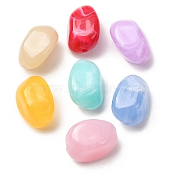 Two-Tone Imitation Gemstone Acrylic Beads, Nuggets, Mixed Color, 23x19x16mm, Hole: 2.5mm, about 145pcs/500g(AC-CBA7B05-09)