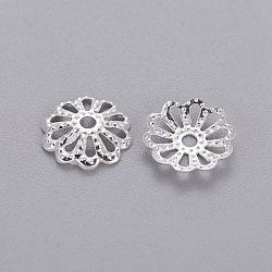 Iron Bead Caps, Multi-Petal, Silver Color Plated, 9mm, Hole: 1.5mm(IFIN-E191Y-S)