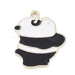 Alloy Enamel Pendants, Panda Charms, Golden, 24x20x1.5mm, Hole: 1.7mm(ENAM-P253-01C-G)