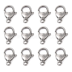 Tarnish Resistant Polished 304 Stainless Steel Lobster Claw Clasps, Parrot Trigger Clasps, Stainless Steel Color, 16x11x5mm, Hole: 2mm(STAS-R072-08A)