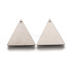 Tarnish Resistant 304 Stainless Steel Pendants, Stamping Blank Tag, Laser Cut, Double Side Drawbench Effect, Triangle, Stainless Steel Color, 15x15x1mm, Hole: 1.2mm(STAS-O133-04C-P)