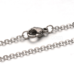 Tarnish Resistant 304 Stainless Steel Cable Chain Necklace, with Lobster Claw Clasps, Stainless Steel Color, 17.71 inch(45cm), 2mm(STAS-L164B-01P)