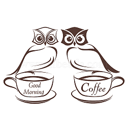 PVC Wall Stickers, for Coffee Bar Wall Decoration, Owl Pattern, 350x550mm(DIY-WH0377-071)