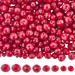 8 Strands 4 Styles Opaque Solid Color Glass Beads Strands, Faceted, Rondelle, FireBrick, 4~10x3~8mm, Hole: 0.4~1mm, 2 strand/style(EGLA-LT0001-04C)
