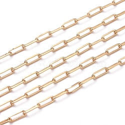 3.28 Feet Soldered Brass Paperclip Chains, Drawn Elongated Cable Chains, Long-Lasting Plated, Real 18K Gold Plated, 6x2.5x0.6mm(X-CHC-G005-03G)