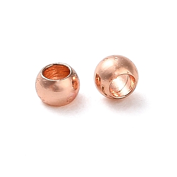 Rack Plating Brass Spacer Beads, Long-Lasting Plated, Lead Free & Cadmium Free, Round, Rose Gold, 2x1.7mm, Hole: 1mm