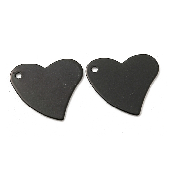 Ion Plating(IP) 304 Stainless Steel Stamping Blank Tag Pendants, Heart, Black, 18x17x0.8mm, Hole: 1.5mm