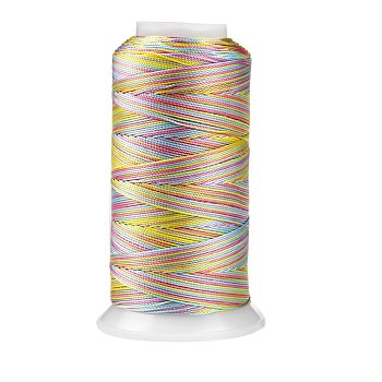 Segment Dyed Round Polyester Sewing Thread, for Hand & Machine Sewing, Tassel Embroidery, Colorful, 3-Ply 0.2mm, about 1000m/roll
