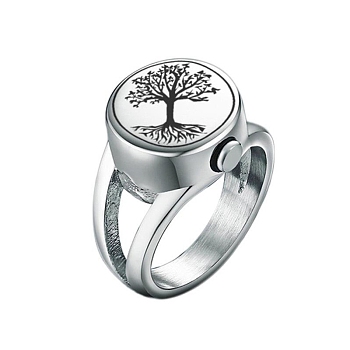 Tree of Life Urn Ashes Ring, Alloy Finger Rings, Platinum, US Size 8(18.1mm)