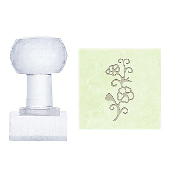 Clear Acrylic Soap Stamps, DIY Soap Molds Supplies, Rectangle, Flower, 51x37x19mm, Pattern: 34x16mm