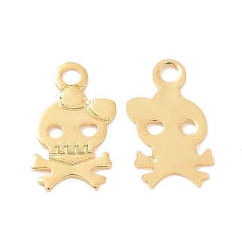 Ion Plating(IP) 304 Stainless Steel Pendants, Skull Charms, Golden, 15.5x9x0.7mm, Hole: 2mm
