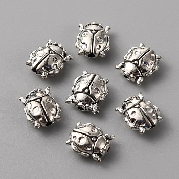 Tibetan Style Alloy Beads, Ladybug, Antique Silver, 10x8.5x5mm, Hole: 1.5mm