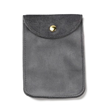 Velvet Jewelry Storage Pouches with Snap Button for Bracelets Necklaces Earrings, Rectangle, Gray, 12.8x9.1x0.75cm