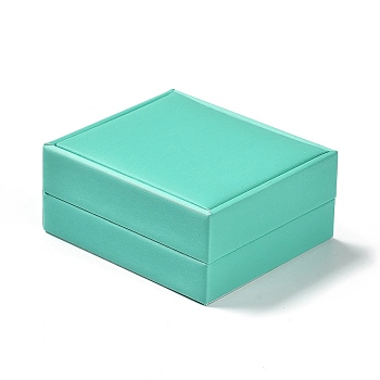 Cloth Pendant Necklace Storage Boxes, Jewelry Packaging Boxes with Sponge Inside, Rectangle, Turquoise, 8.5x7.4x4cm