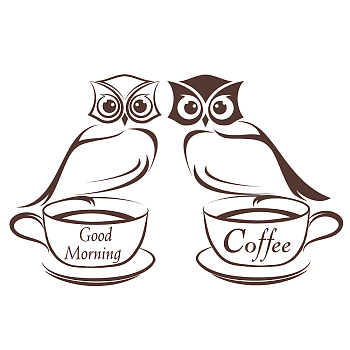 PVC Wall Stickers, for Coffee Bar Wall Decoration, Owl Pattern, 350x550mm
