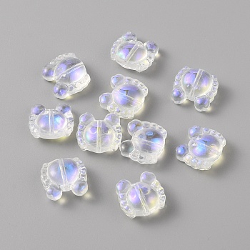 Normal Glass Beads, Small Crab, Clear AB, 12.5x13.5x7mm, Hole: 1.2mm