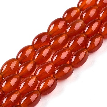 Dyed Natural Agate Beads Strands, Rice Beads, Orange Red, 8.5~9x6mm, Hole: 1mm, about 41pcs/strand, 14.76''(37.5cm)