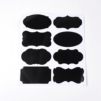 Waterproof PVC Adhesive Stickers, 8 Styles, Black, 22.5x19x0.02cm, 8pcs/sheet