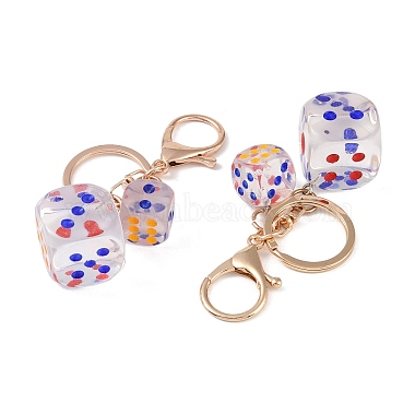 Dice Shape Plastic Keychain(KEYC-L028-01G)-3