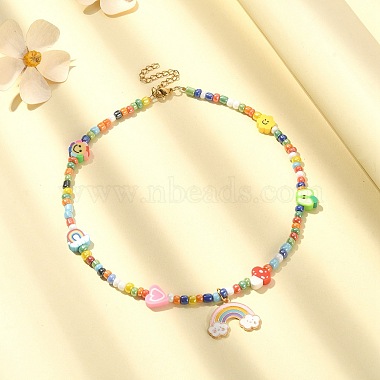 Alloy Enamel Rainbow Pendant Necklace(NJEW-JN04348)-5