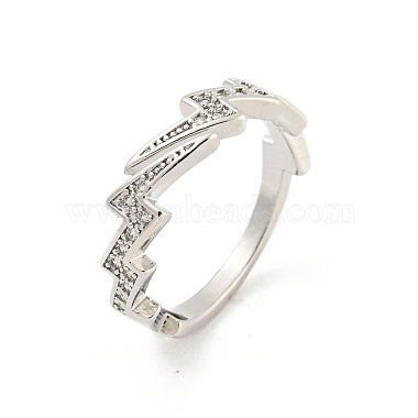 Clear Lightning Bolt Brass+Cubic Zirconia Finger Rings