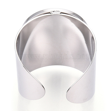 304 Stainless Steel Open Cuff Finger Ring Cabochon Settings(X-STAS-T060-03P)-3