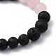 Bracelets extensibles en quartz rose naturel et pierre de lave(BJEW-JB05415-02)-3