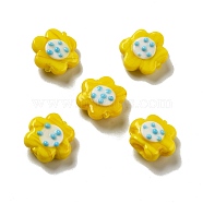 Handmade Lampwork Beads, Flower, Gold, 18~19x20.5x8.5mm, Hole: 1.6mm(LAMP-E024-01C)