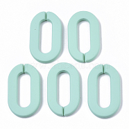 Opaque Spray Painted Acrylic Linking Rings, Quick Link Connectors, for Cable Chains Making, Unwelded, Oval, Turquoise, 36x21x4mm, Inner Diameter: 24x8mm(X-OACR-N009-002A-A04)