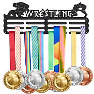 Wrestling Theme Iron Medal Hanger Holder Display Wall Rack, with Screws, Black, 150x400mm(ODIS-WH0021-704)
