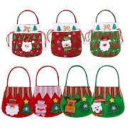 7Pcs 7 Style Christmas Non-woven Fabrics Candy Bags Decorations, with Handle, for Christmas Party Snack Gift Ornaments, Mixed Color, 1pcs/style(sgABAG-SZ0001-16)