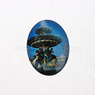 Photo Glass Oval Cabochons, European Style, Deep Sky Blue, 40x30x7~9mm(X-GGLA-N003-30x40-F32)
