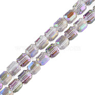 Electroplate Transparent Glass Beads Strands, Faceted, Column, Medium Purple, 8x8mm, Hole: 1.2mm, about 79~80pcs/strand, 25.59 inch~27.17 inch(65~69cm)(EGLA-N002-32-C12)