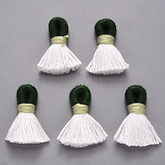 Cotton Tassel Pendant Decorations, White, 35~45x11~12x6mm, Hole: 4~6x5~7mm(FIND-N051-003C)