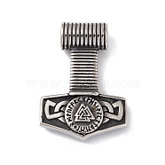 304 Stainless Steel Manual Polishing Pendants, Thor's Hammer, Antique Silver, 42x30x7.5mm, Hole: 6mm(STAS-G267-20AS)