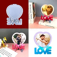 DIY Picture Frame Silicone Molds, Resin Casting Molds, For UV Resin, Epoxy Resin Craft Making, Heart and Word LOVE, White, 187x147x9mm(DIY-C014-06)