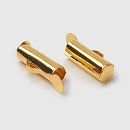 Brass Slide On End Clasp Tubes,  Slider End Caps, Golden, 13.5x4.5mm, Hole: 1mm, Inner Diameter: 2mm(KK-P031-13G)