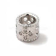Brass Micro Pave Cubic Zirconia European Beads, Large Hole Beads, Column, Platinum, 6.5x6mm, Hole: 4.5mm(KK-G458-17P)