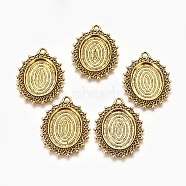 Tibetan Style Alloy Pendant Cabochon Settings, Oval,  Cadmium Free & Lead Free, Antique Golden, Tray: 25x18mm, 39x29x2mm, Hole: 2mm, about 240pcs/1000g(TIBE-T003-11AG-RS)