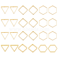 24Pcs 3 Style Brass Linking Ring, Hexagon & Rhombus & Triangle, Real 18K Gold Plated, 15~20x17~20x3~4mm, 8pcs/style(KK-FH0005-06)
