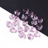 Transparent Glass Beads, Faceted, Heart, Pink, 10x10x7mm, Hole: 1~1.2mm(X-GLAA-K002-07A-01)