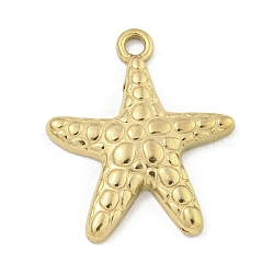 Ion Plating(IP) 304 Stainless Steel Pendants, Starfish Charm, Real 18K Gold Plated, 23x19.5x3mm, Hole: 2mm(STAS-I307-520G)