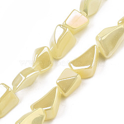 Electroplate Glass Beads Strands, Imitation Jade, AB Color Plated, Nuggets, Light Khaki, 6.5~16.5x5.5~11.5x3.5~9.5mm, Hole: 1.2mm, about 61pcs/strand, 20.47~23.23 inch(52cm~59cm)(EGLA-T024-01A-02)