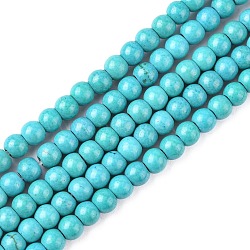 Synthetic Turquoise Beads Strands, Dyed, Round, Dark Cyan, 4mm, Hole: 1mm, about 110pcs/strand, 15.6 inch(TURQ-G106-4mm-02E)
